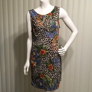 BCBG Multicolor Floral and Leopard Print Mini Dress